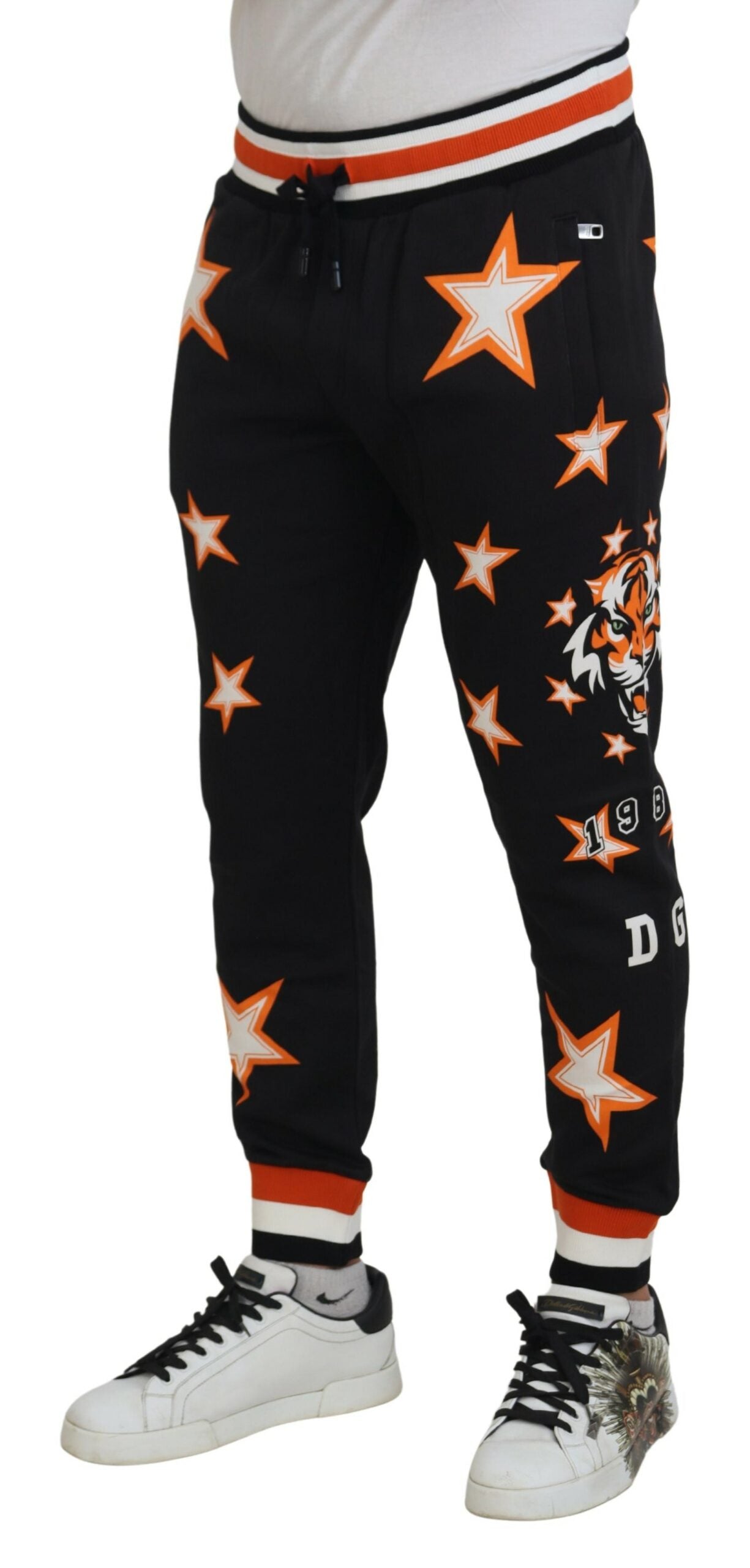 Elegante zwarte casual joggingbroek met sterrenmotief