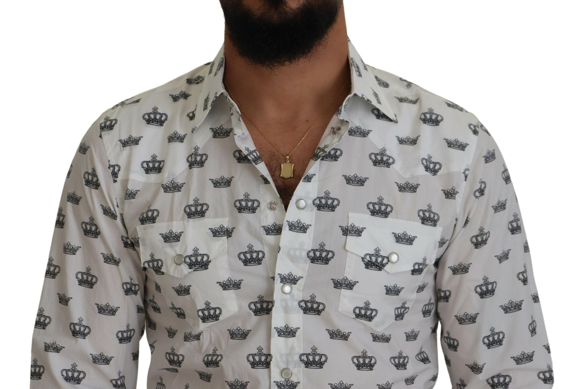 Slim Fit Crown Print Overhemd