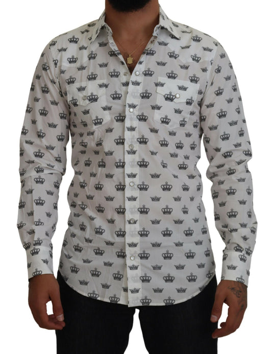 Slim Fit Crown Print Overhemd