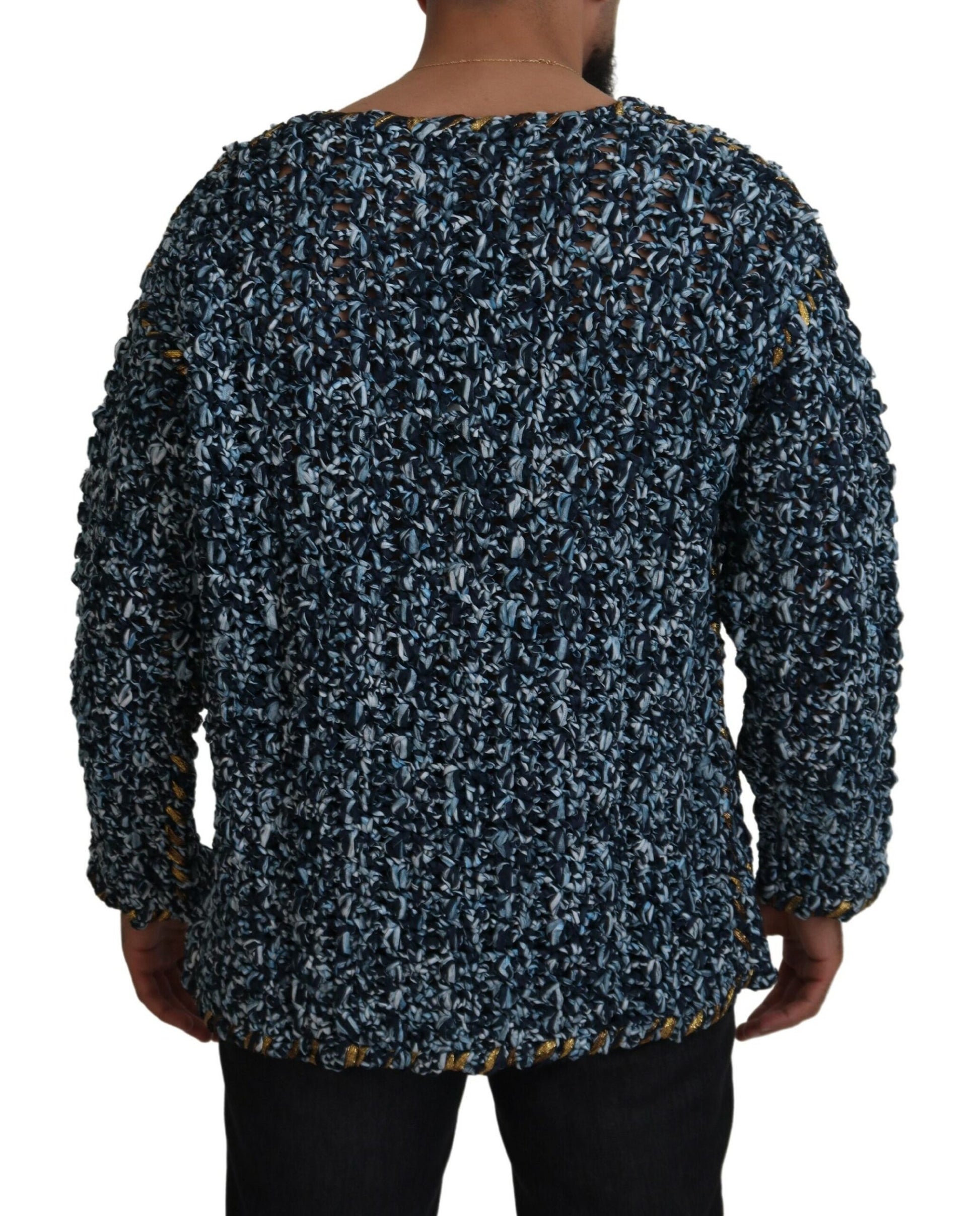 Elegante blauwe V-hals cardigan trui