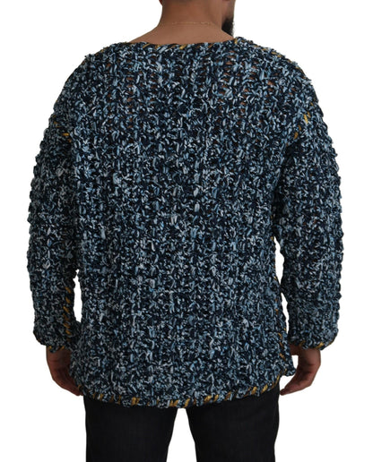 Elegante blauwe V-hals cardigan trui