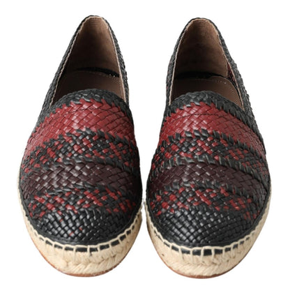 Elegante geweven leren espadrilles