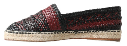 Elegante geweven leren espadrilles