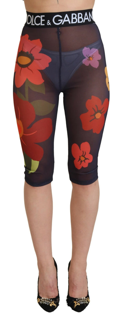 Elegante legging met hoge taille en bloemenprint