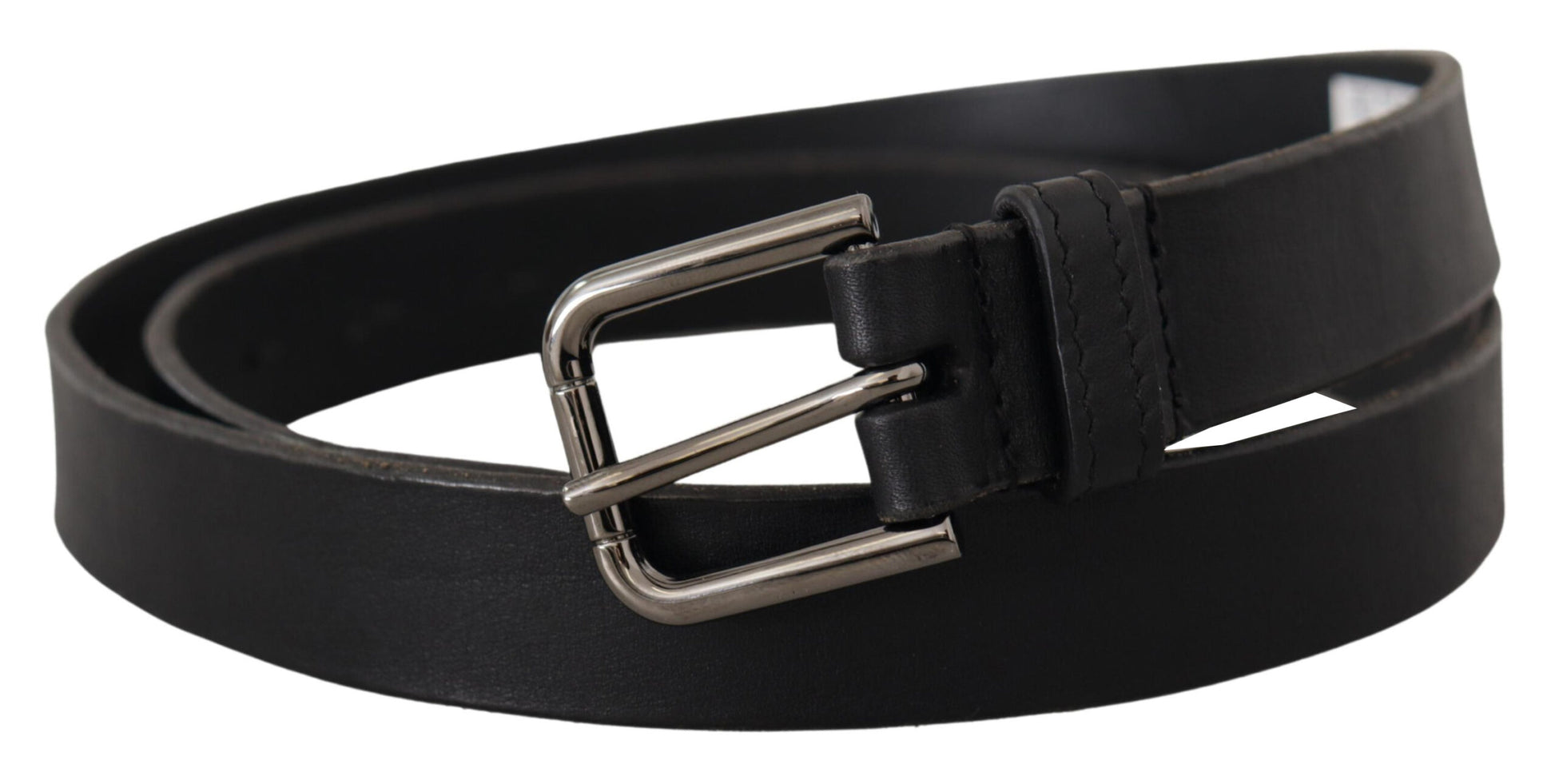 Elegante zwarte leren riem met metalen gesp