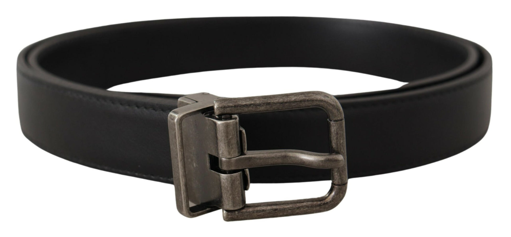 Elegante zwarte leren riem met metalen gesp