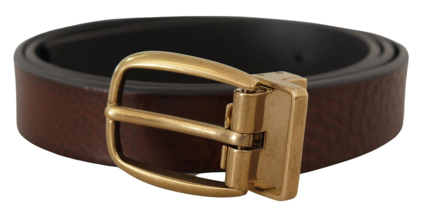 Elegante bruine leren riem met logogesp