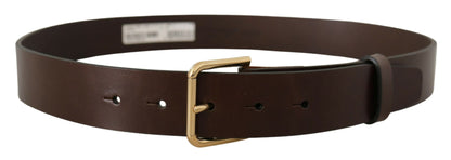 Elegante donkerbruine leren riem