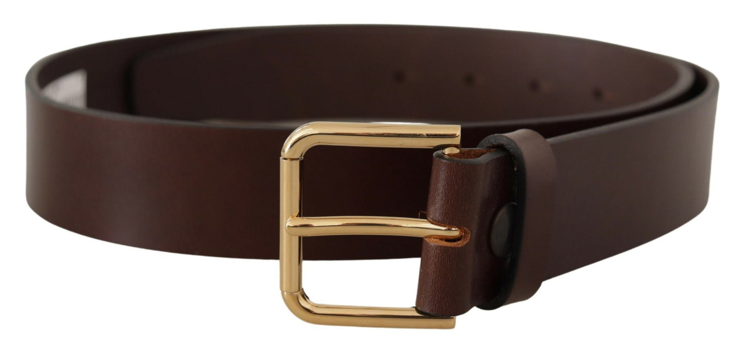 Elegante donkerbruine leren riem