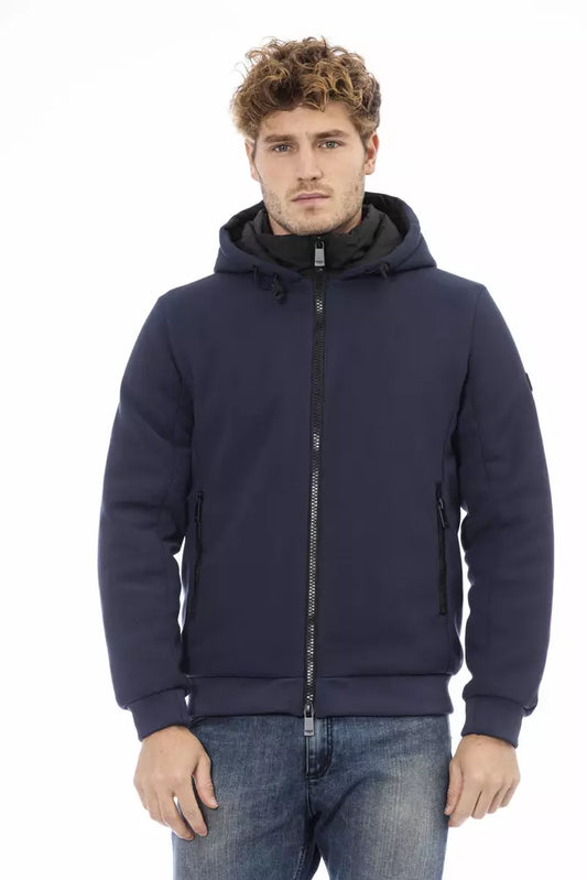 Blue Polyester Men Jacket