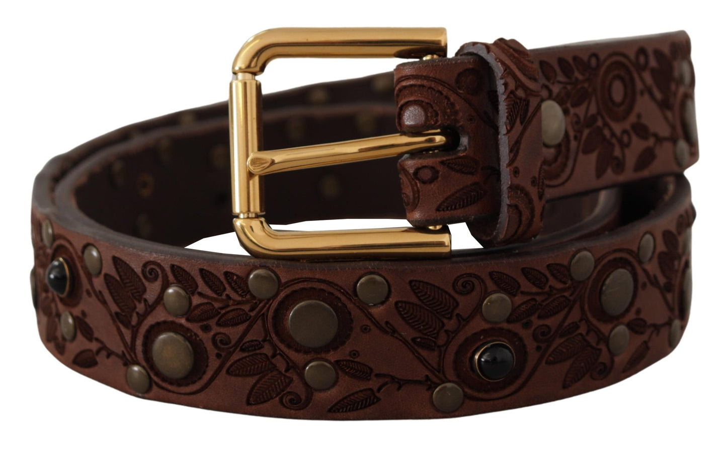 Elegante leren riem met gegraveerde gesp