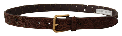 Elegante leren riem met gegraveerde gesp