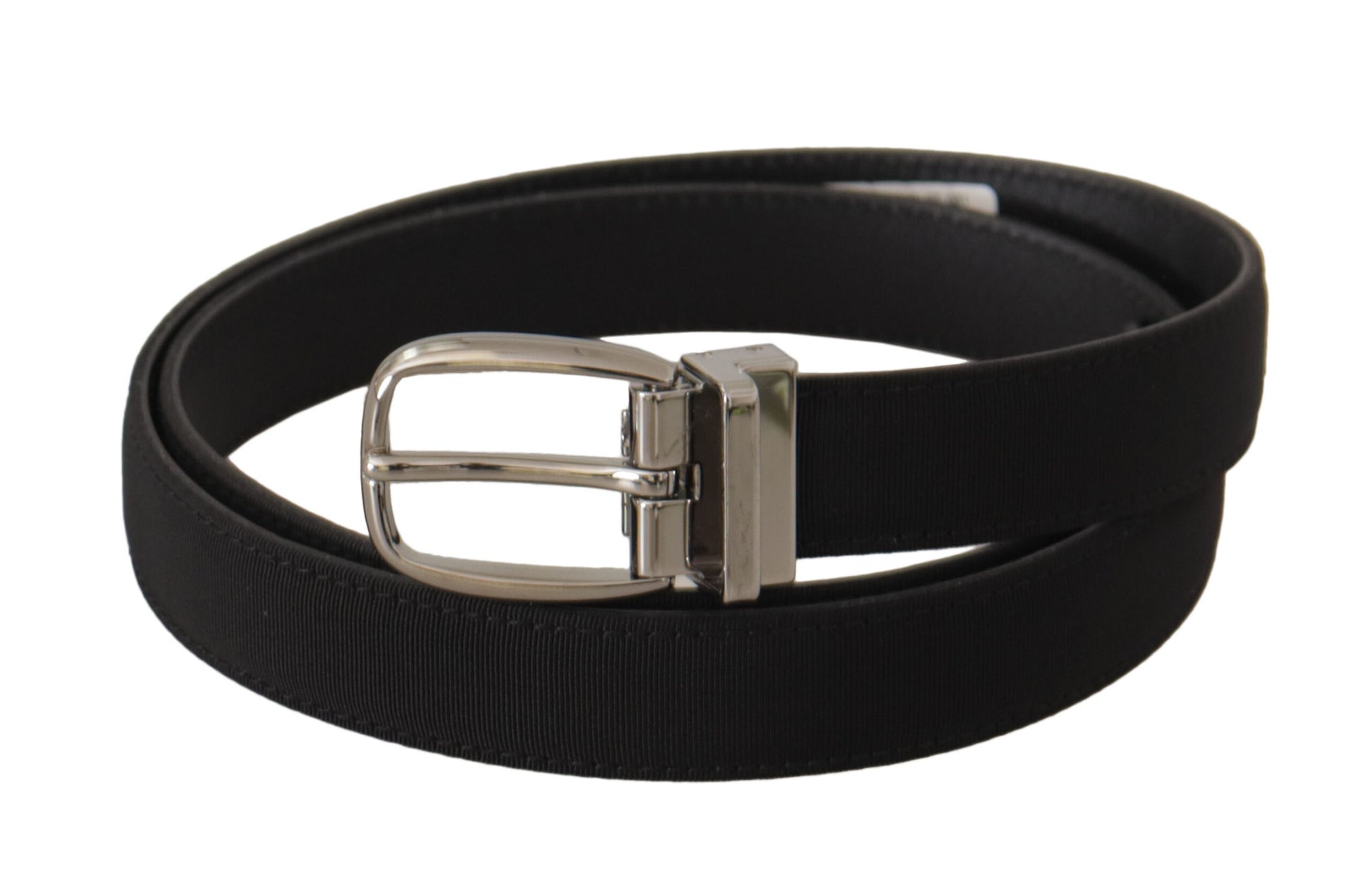 Elegante zwarte canvas en leren riem