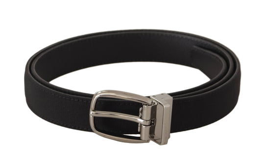 Elegante zwarte canvas en leren riem