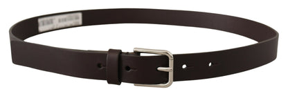 Elegant Leather Belt With Logo Buckle