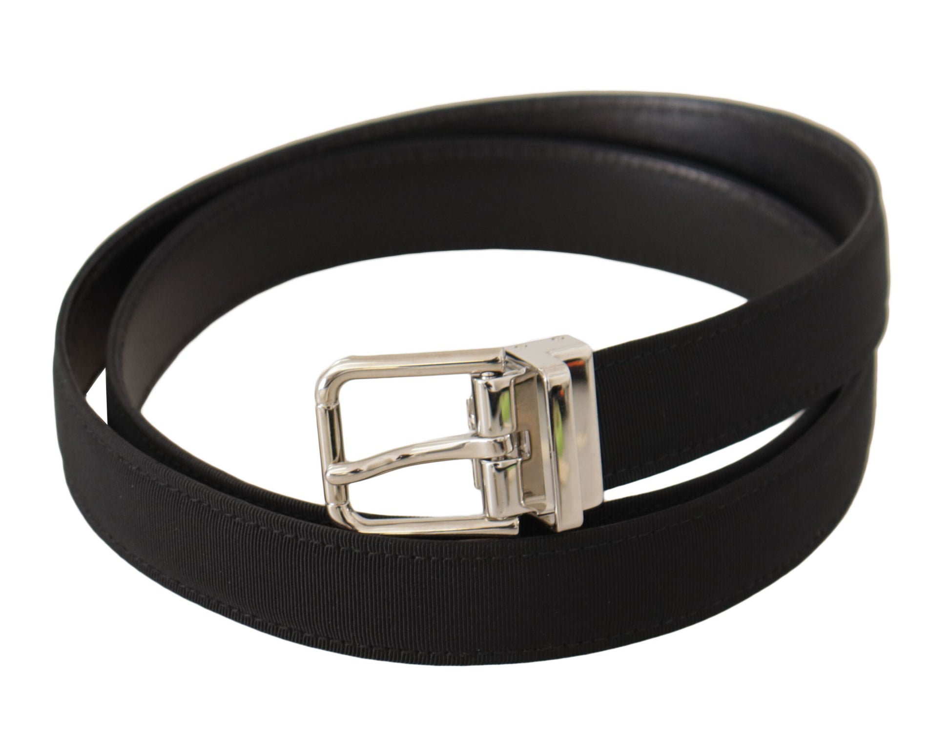 Elegante zwarte canvas en leren riem