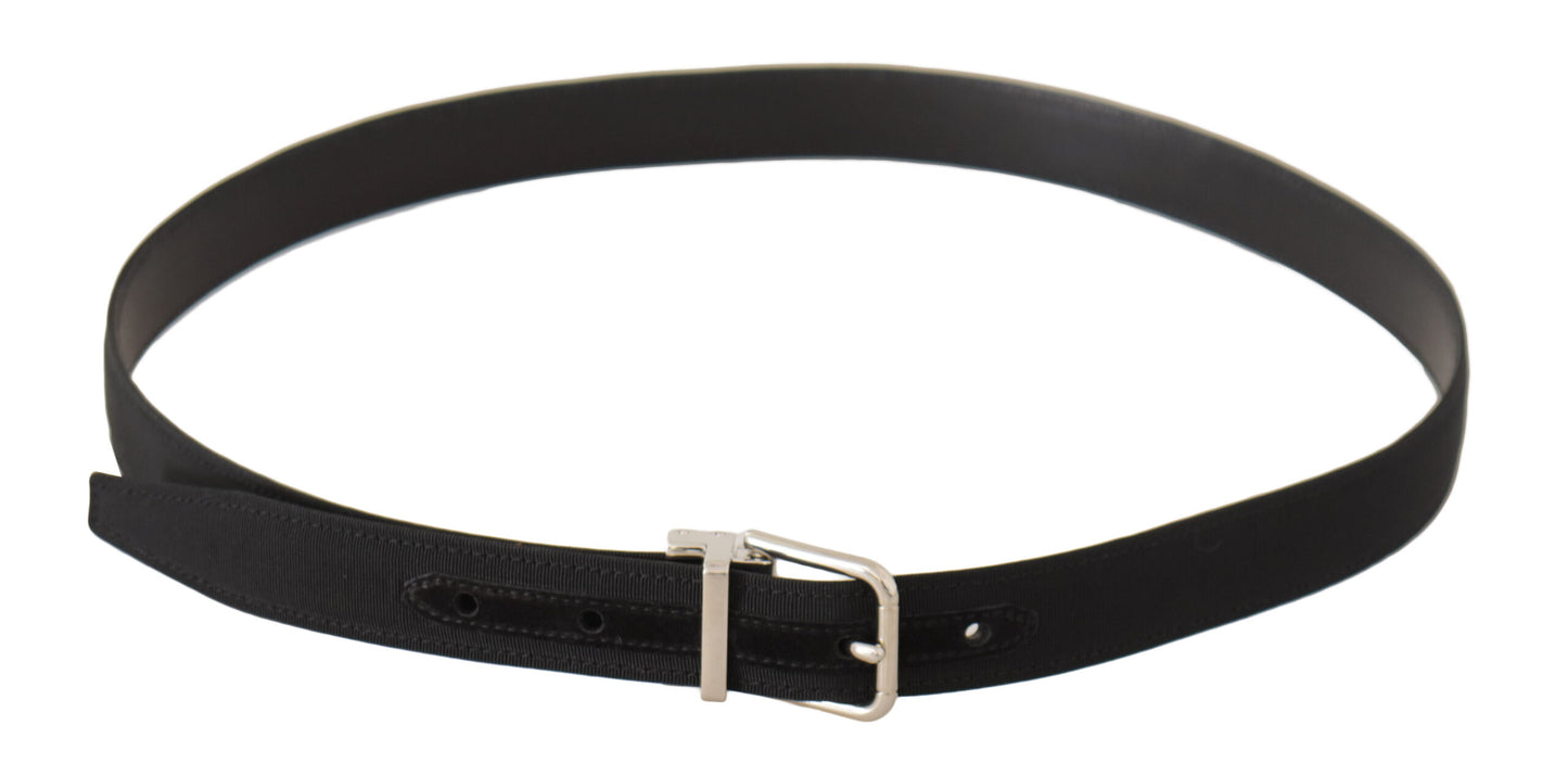 Elegante zwarte canvas en leren riem