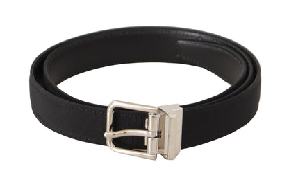 Elegante zwarte canvas en leren riem