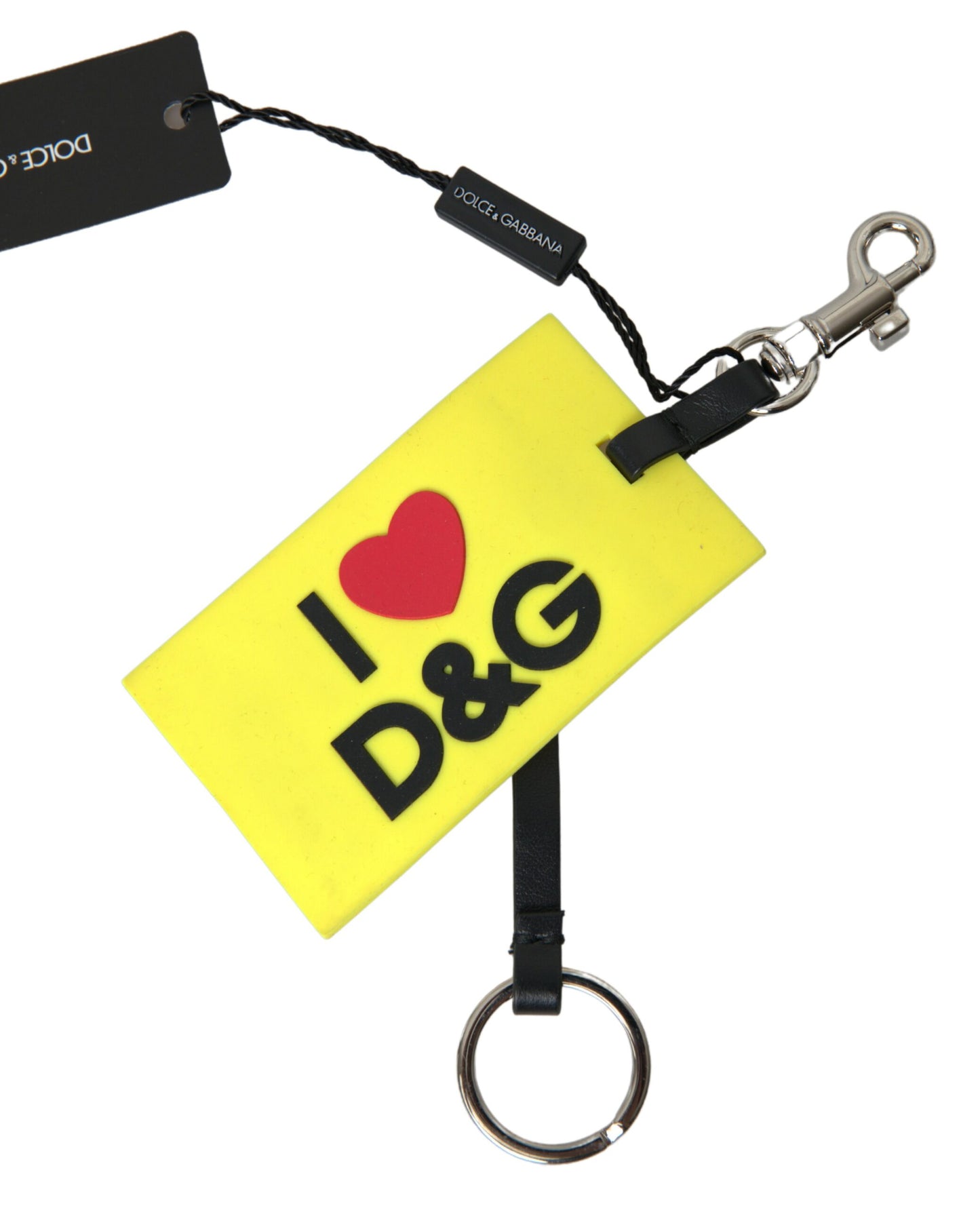 Chique gele sleutelhanger met logo-hardware