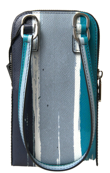 Elegante leren crossbody-telefoontas in blauw en wit