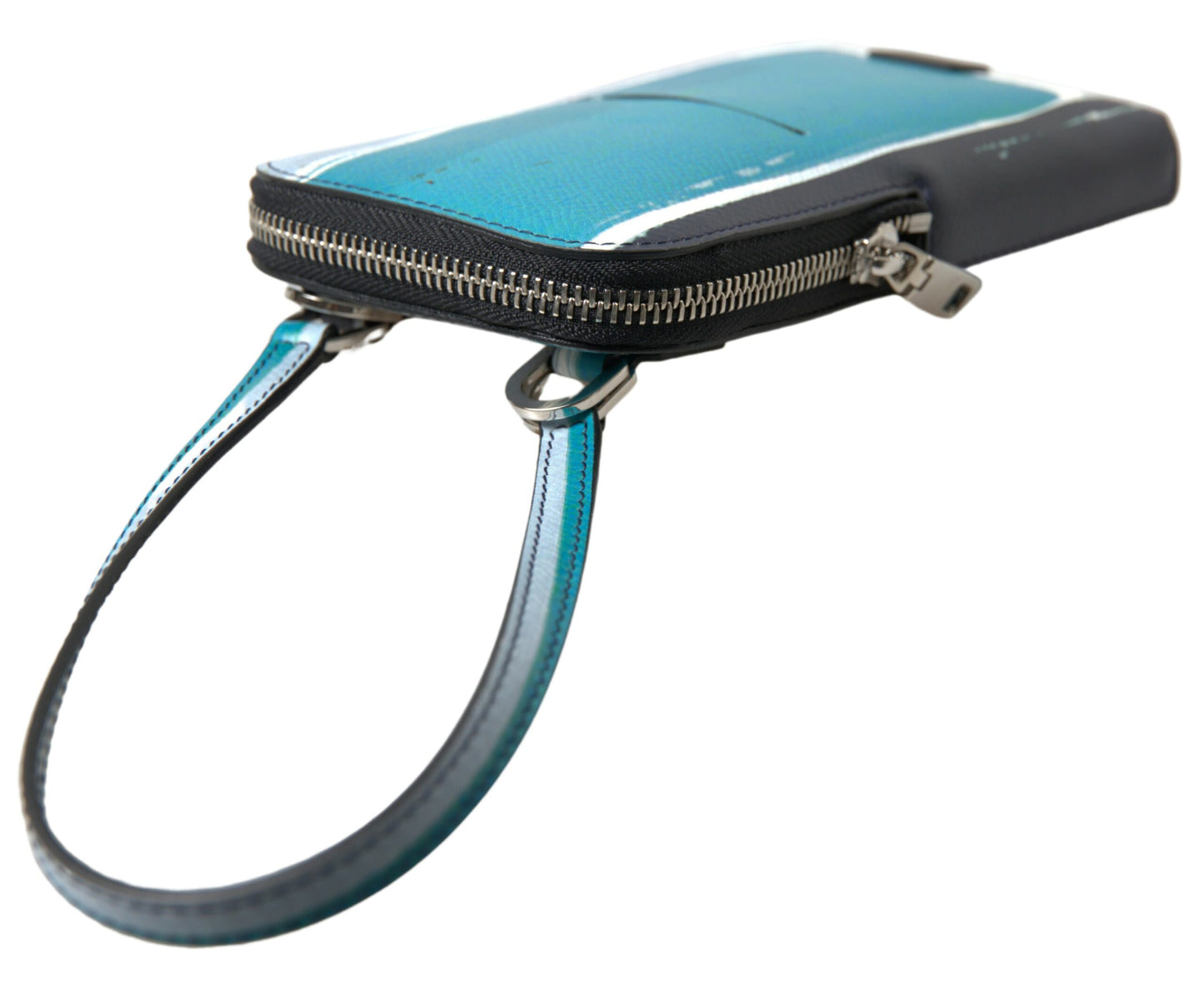 Elegante leren crossbody-telefoontas in blauw en wit