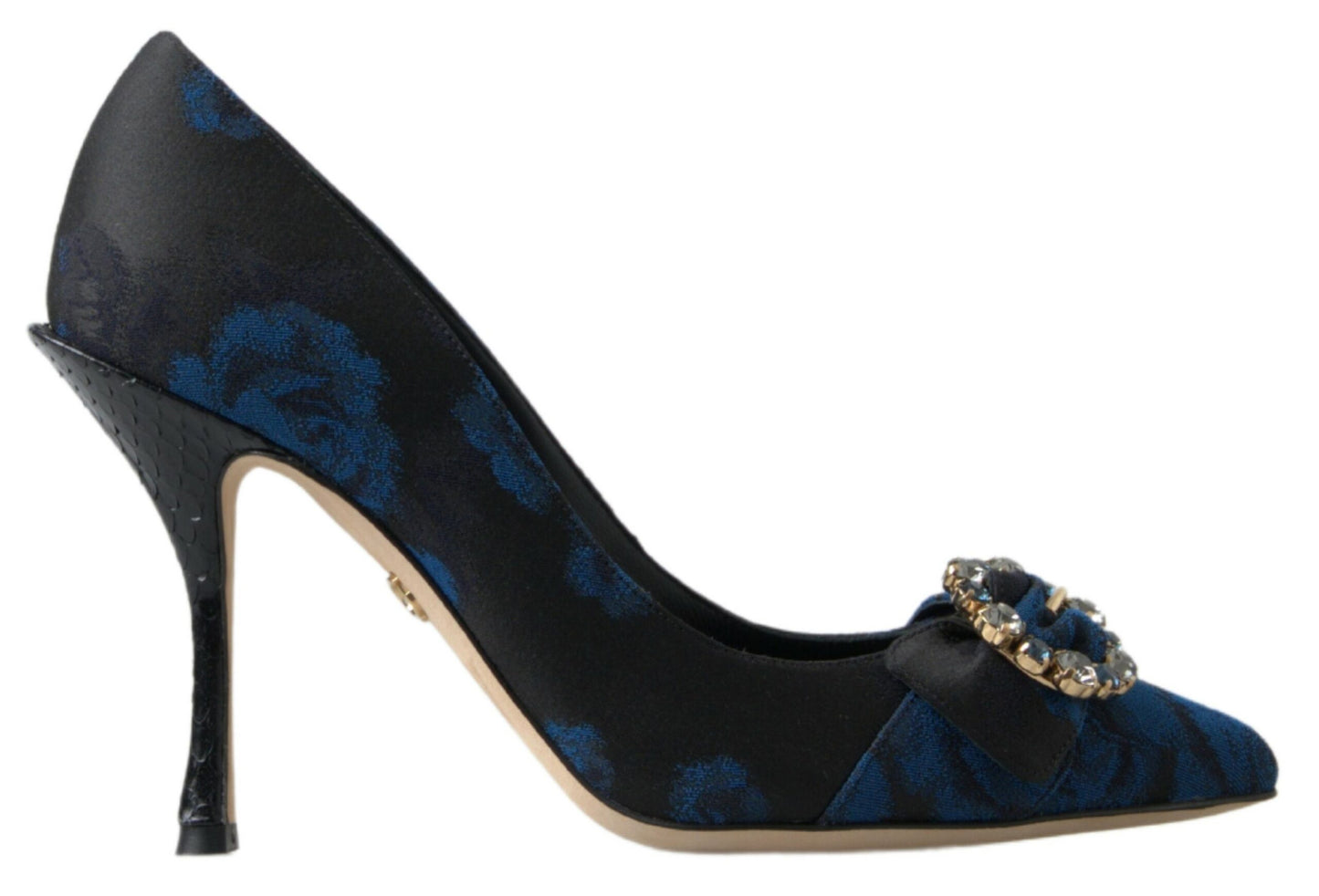 Elegante blauwe met kristallen versierde pumps