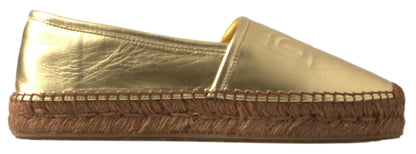 Gouden Elegance leren espadrilles