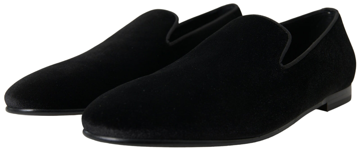 Elegante fluwelen zwarte loafers voor heren