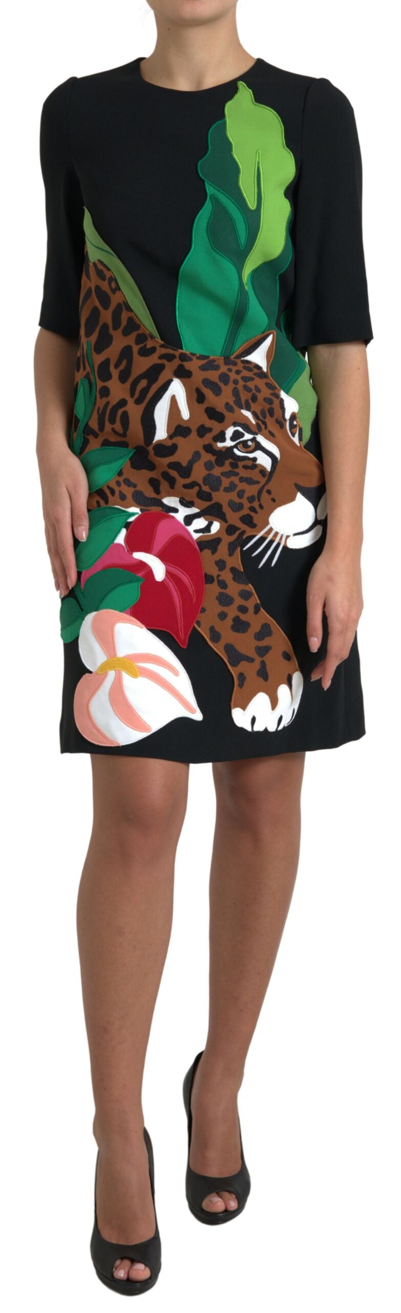 Elegante manteljurk met junglemotief