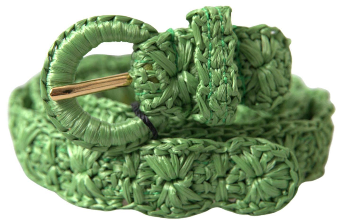 Elegante groene viscose riem met metalen gesp