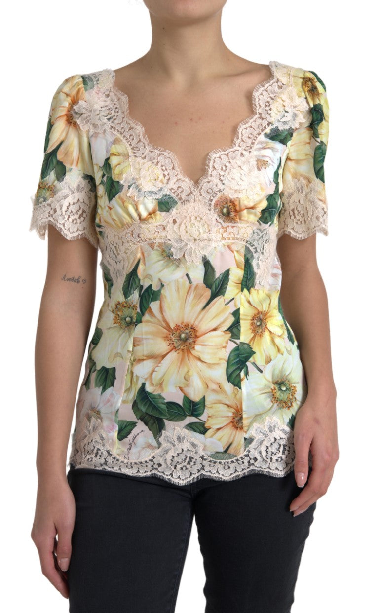 Elegante zijden blouse met bloemenprint