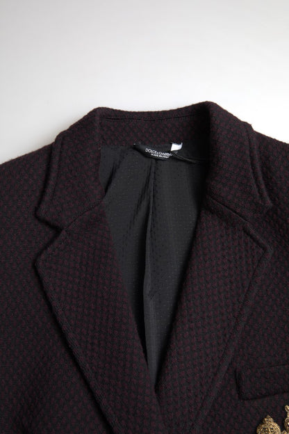 Elegante paarse dubbelrijs wollen blazer