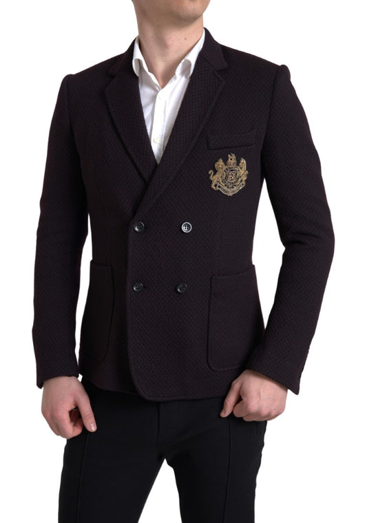 Elegante paarse dubbelrijs wollen blazer