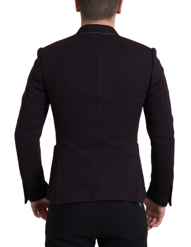 Elegante paarse dubbelrijs wollen blazer