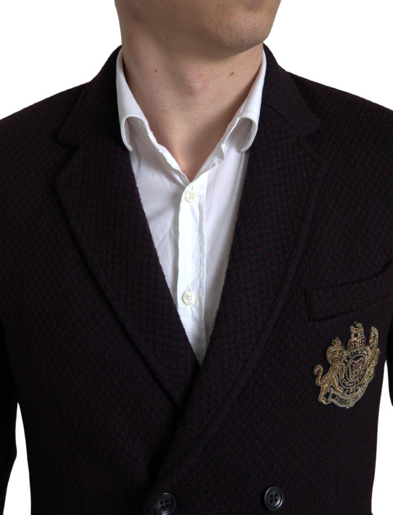 Elegante paarse dubbelrijs wollen blazer