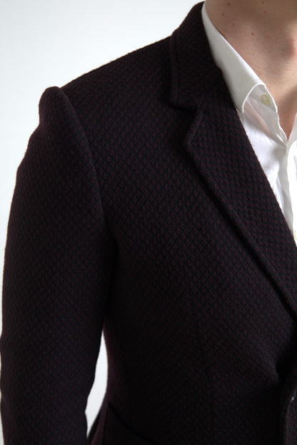 Elegante paarse dubbelrijs wollen blazer