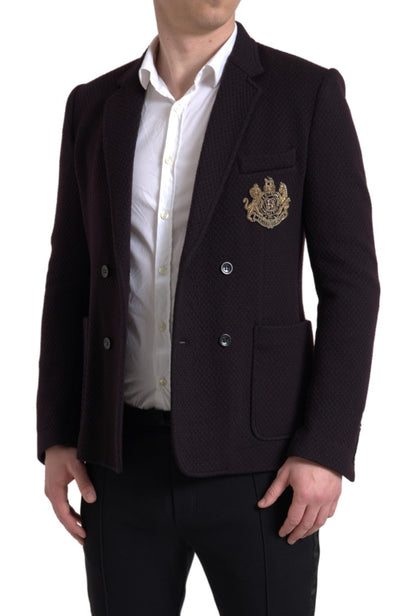 Elegante paarse dubbelrijs wollen blazer