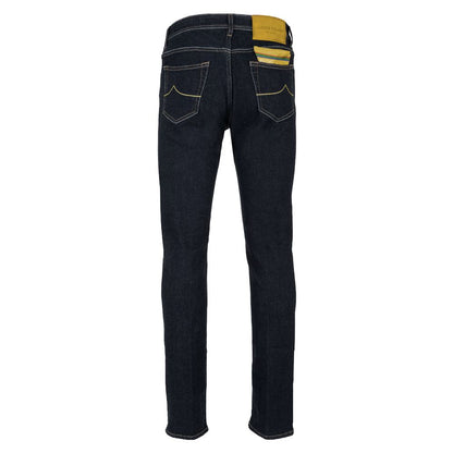 Elegante Slim Fit Donkerblauwe Designer Jeans