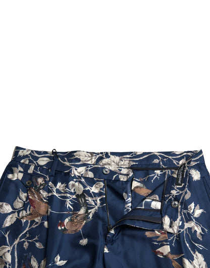 Zijden Bermuda Shorts met Bloemenmotief in Blauw