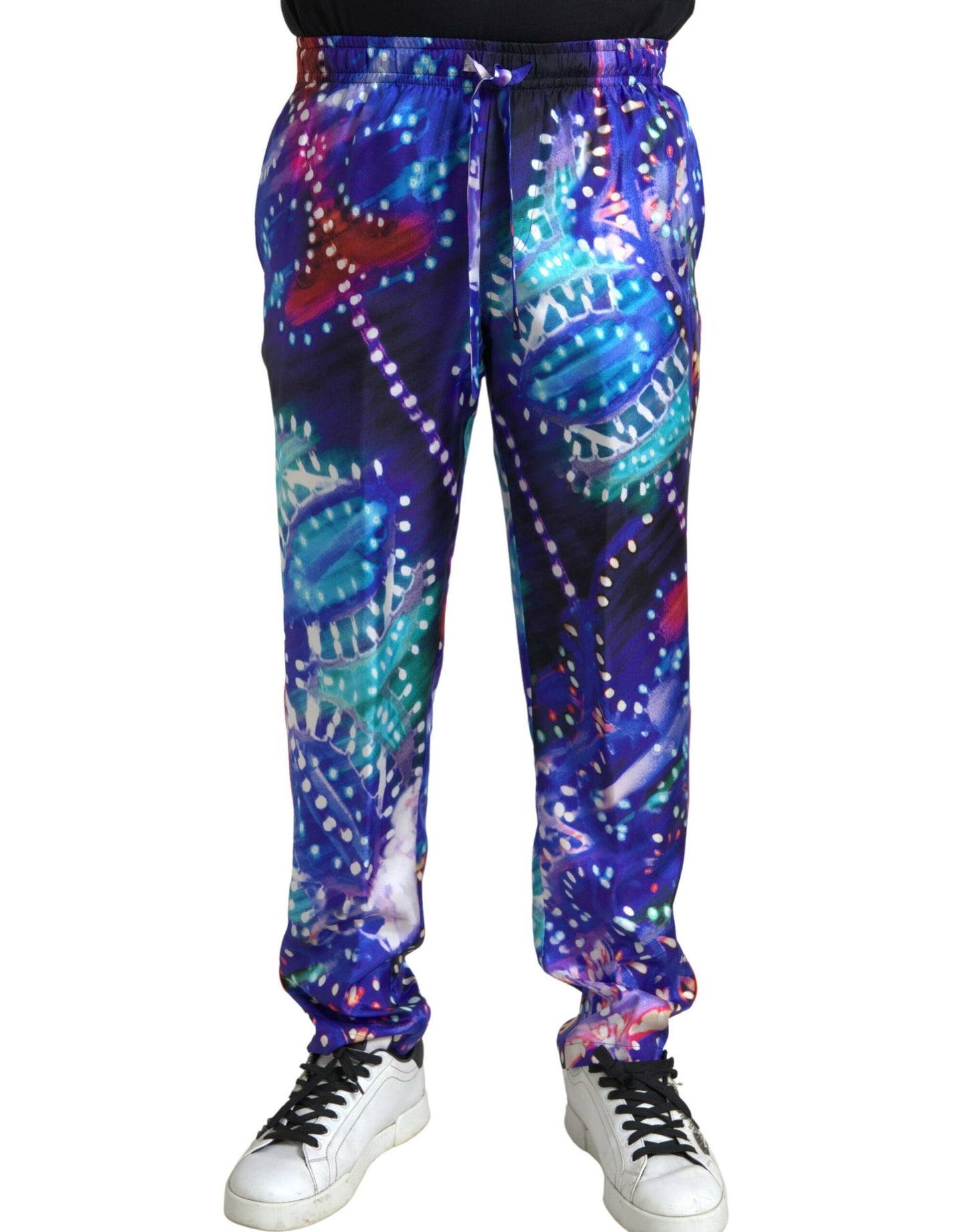 Multicolor zijden joggingbroek