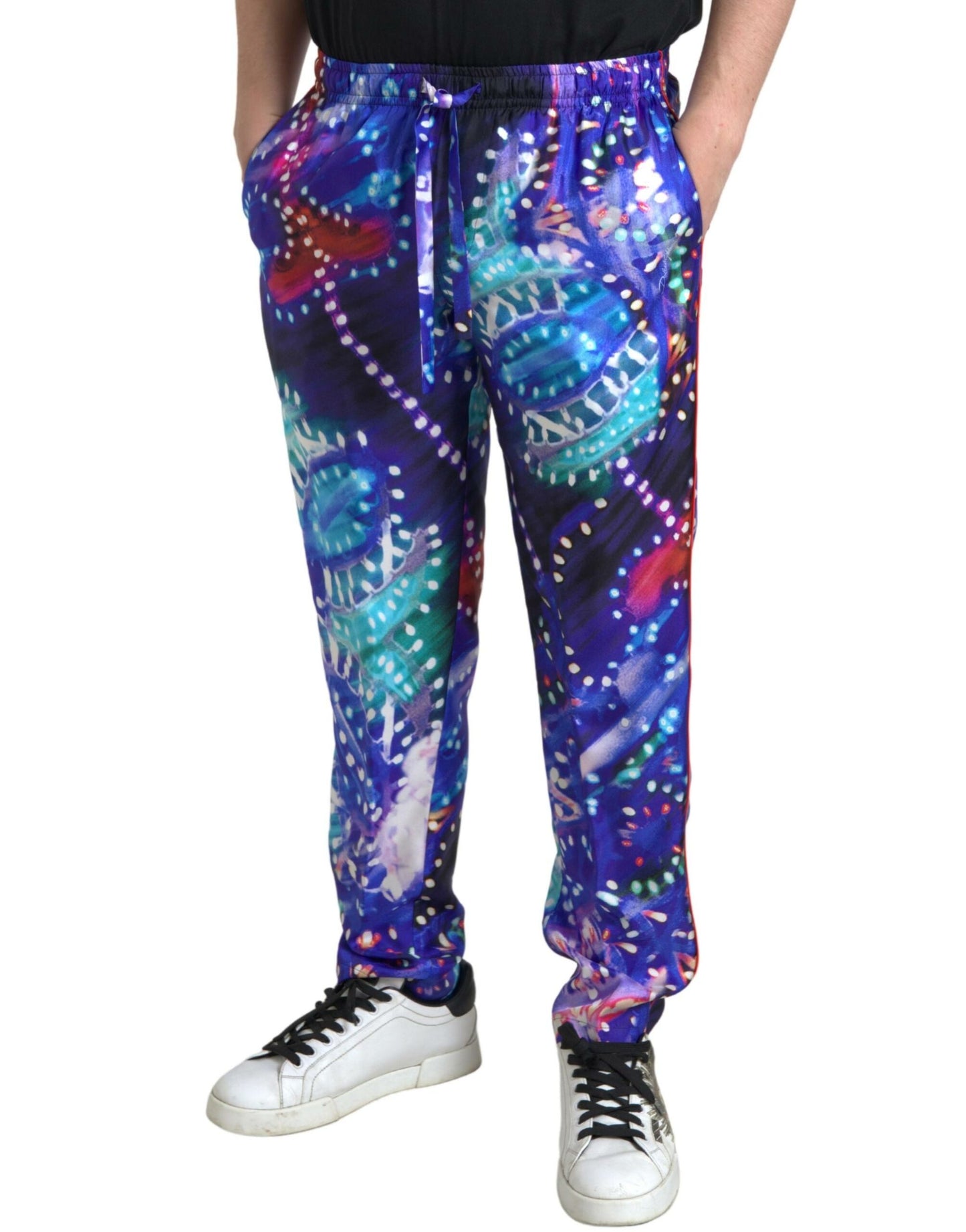 Multicolor zijden joggingbroek