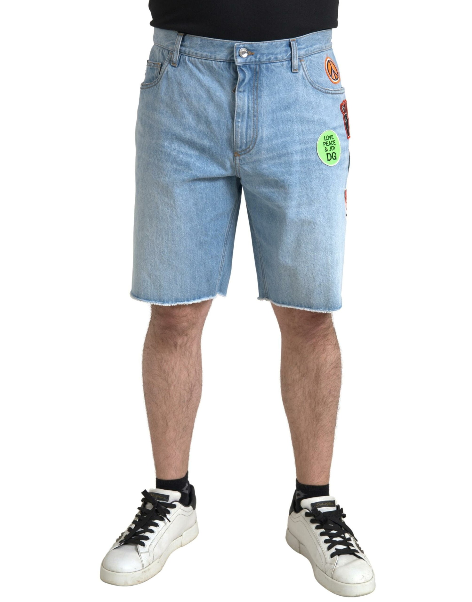 Elegante lichtblauwe denim Bermuda shorts