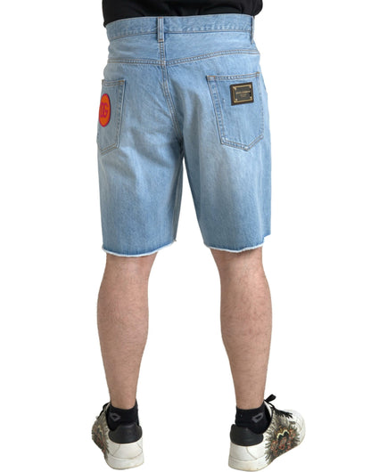 Elegante lichtblauwe denim Bermuda shorts