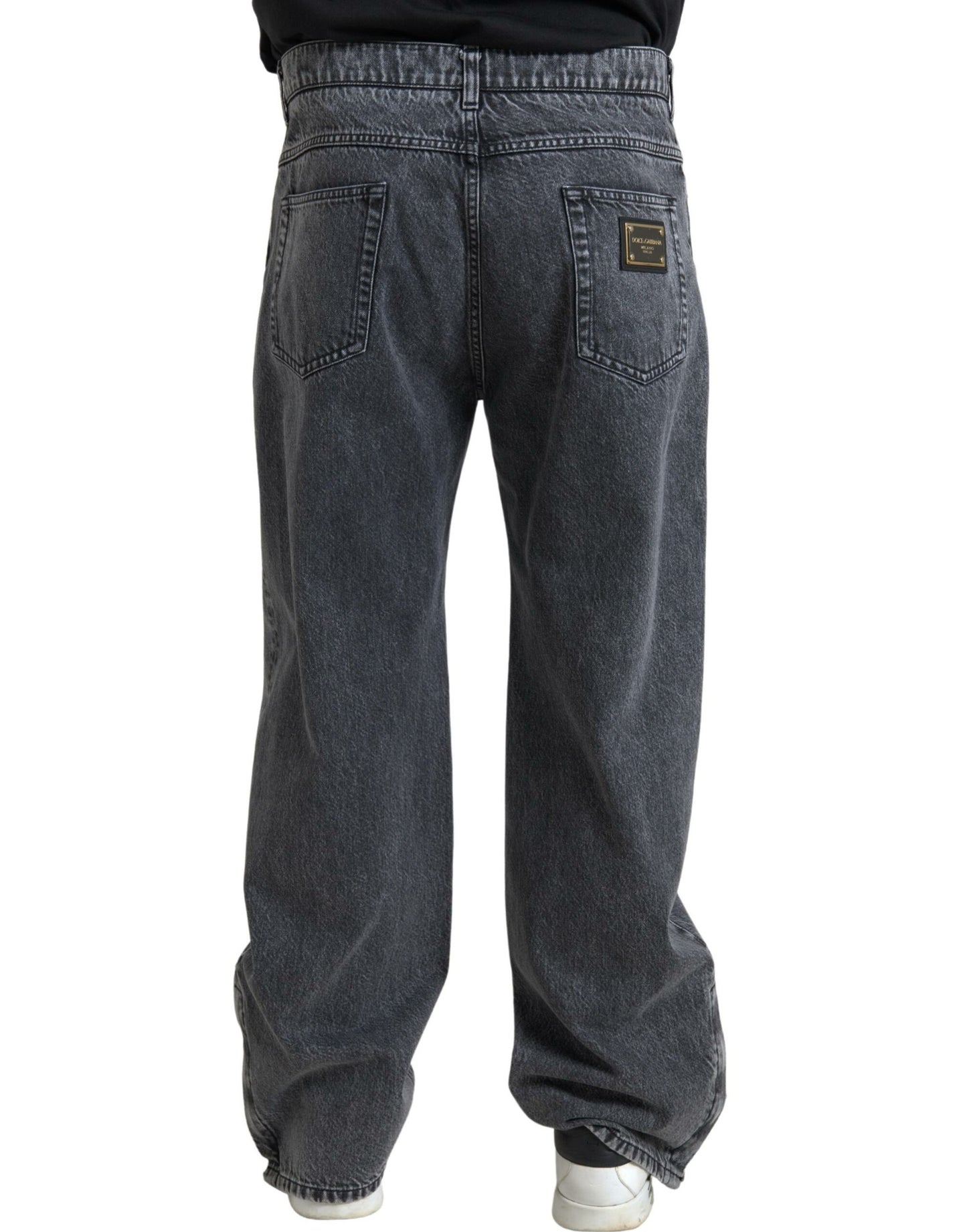 Elegante donkergrijze rechte denim jeans