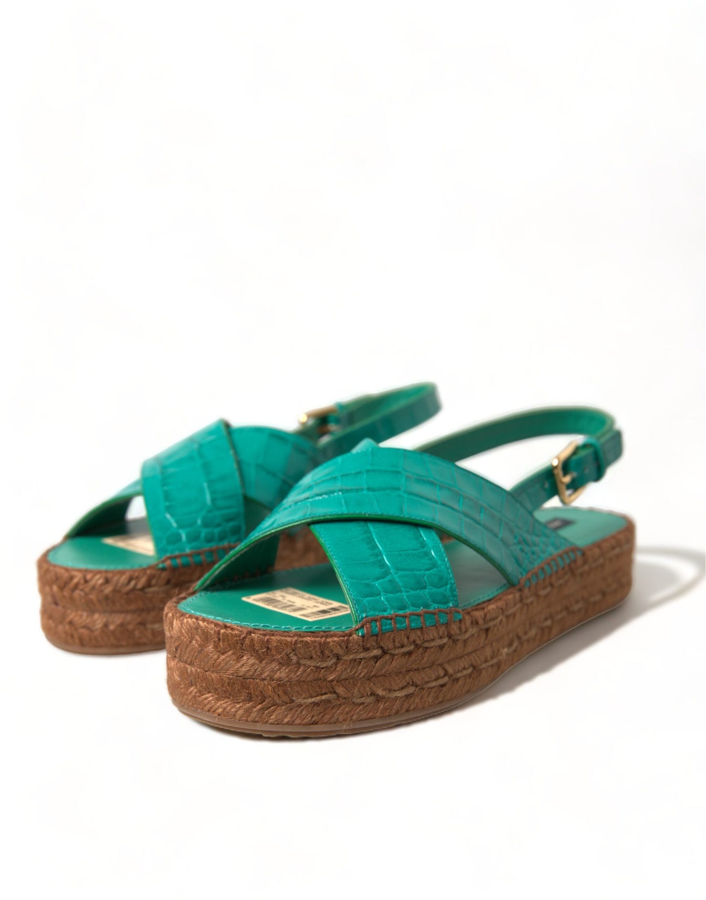 Elegant Green Espadrille Platform Sandals