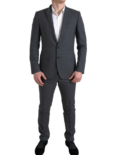 Elegant grijs geruit slim fit pak