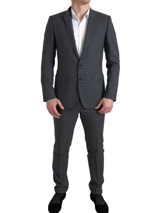 Elegant grijs geruit slim fit pak