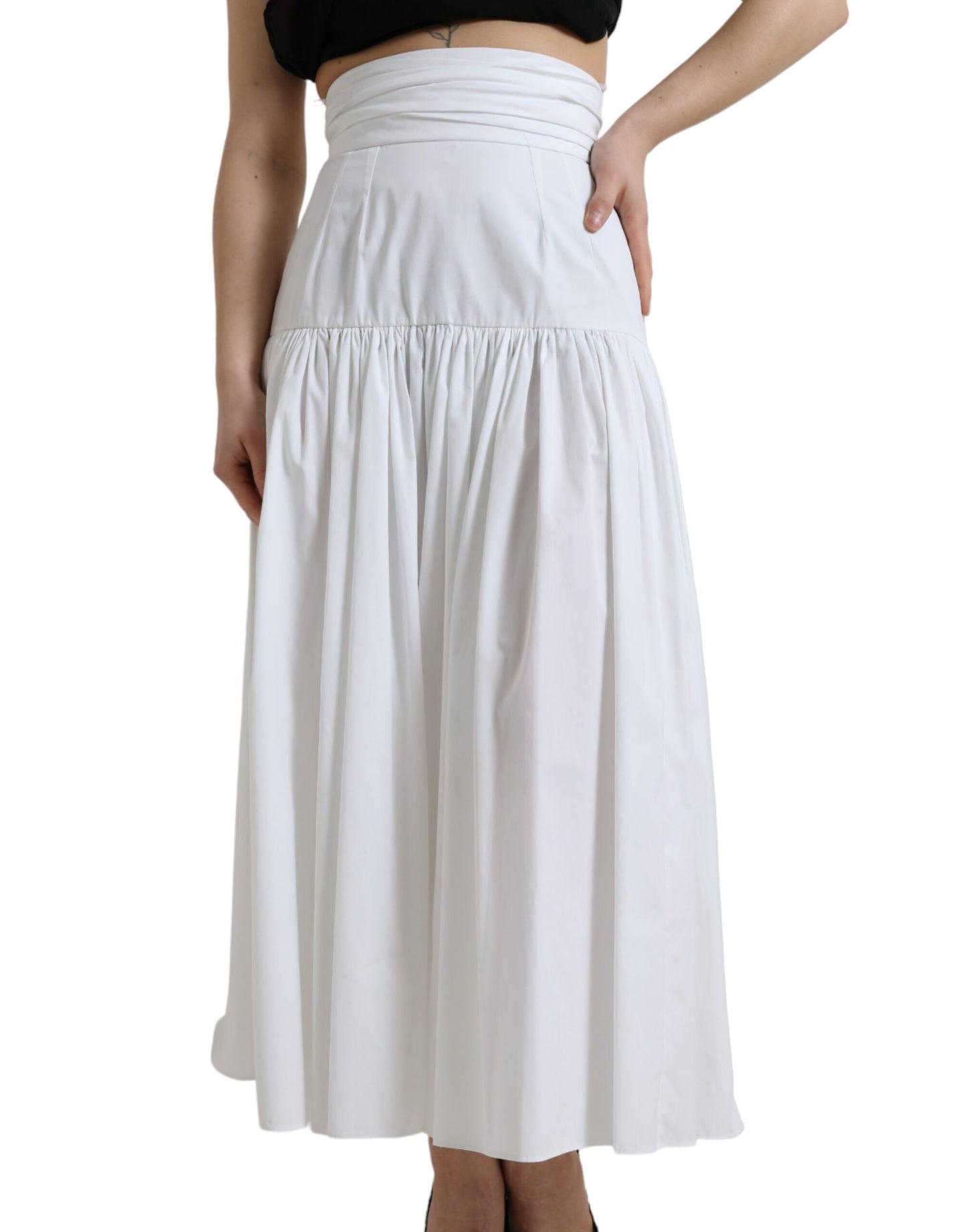 Elegante maxi-rok van katoen met hoge taille