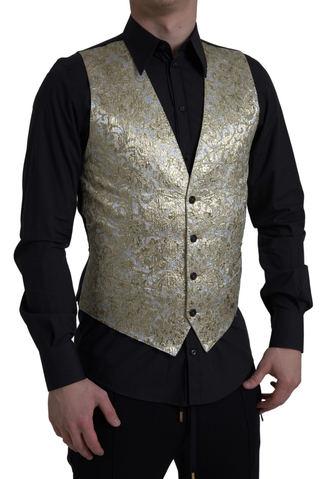 Elegante gouden zijden formele vest