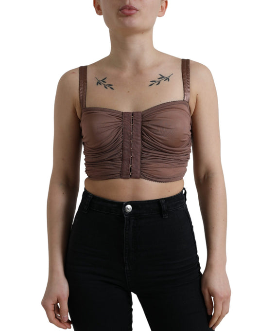 Elegante cropped top van zijdemix